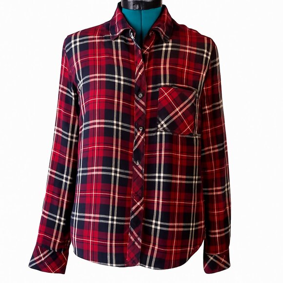Rails Liza Wine Black White Plaid Button Down Soft Flannel Women’s Small - Picture 1 of 5